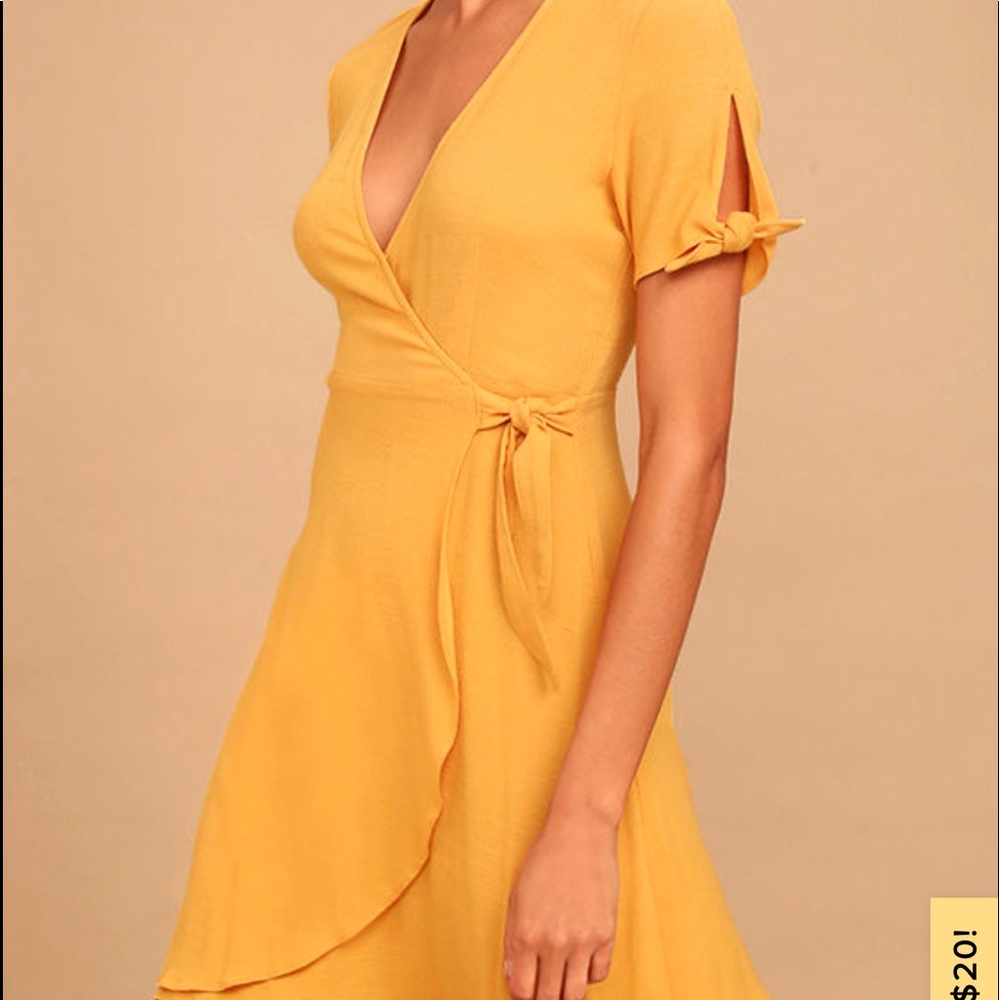 Mustard Yellow Short Wrap dress